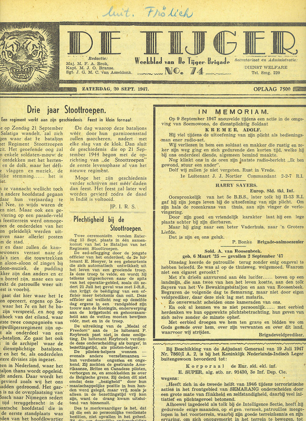 De Tijger, weekblad voor de onderdelen van de T-Brigade